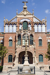 Fototapeta na wymiar Hospital of the Holy Cross and Saint Paul, Achieved by the Architect Luis Doménech y Montaner, Barcelona, Catalonia, Spain