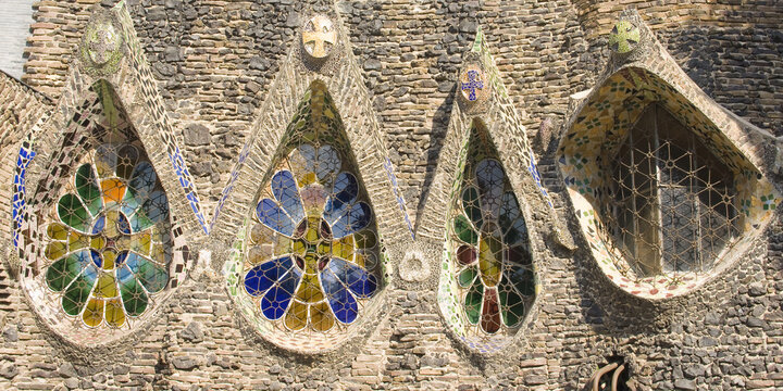 Unfinished church of Colonia G&uuml;ell, Crypt Interior, Antonio Gaudi Architect, Barcelona, Catalonia, Spain,