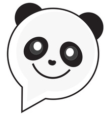 Cute Panda Cartoon Character in Speech Bubble