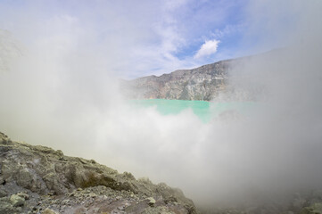 Ijen volcano in East Java, Indonesia
