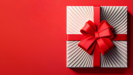 A Gift box on red background. Generated AI