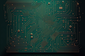 Background for a landing page including abstract circuit board textures. Generative AI