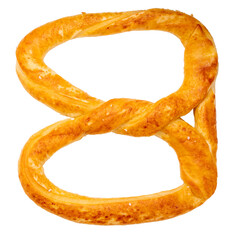 Butter Pretzel baked bread , Pastry knot shaped on white PNG File.