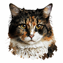 Tortoiseshell cat, bicolor female cat, black, orange or other colors. Generative AI.