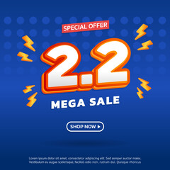 2.2 February Month Sale. Special offer Flash Sale . Banner background vector illustration