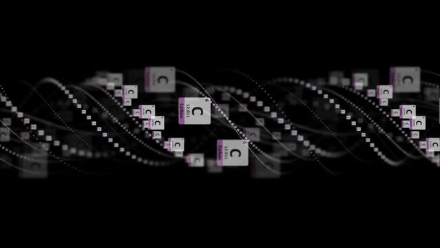 CARBON Molecule Symbol, Chemistry Periodic Table, Animation, Background, Rendering, Loop
