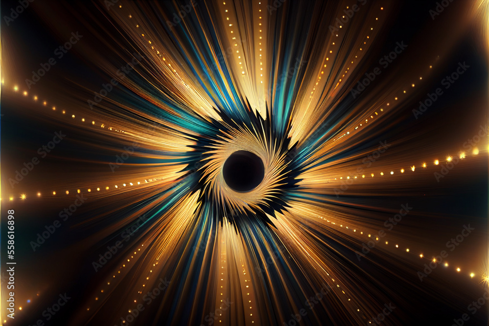 Poster abstract eye concept looking on a nebula dust in infinite space background. . mixed media.