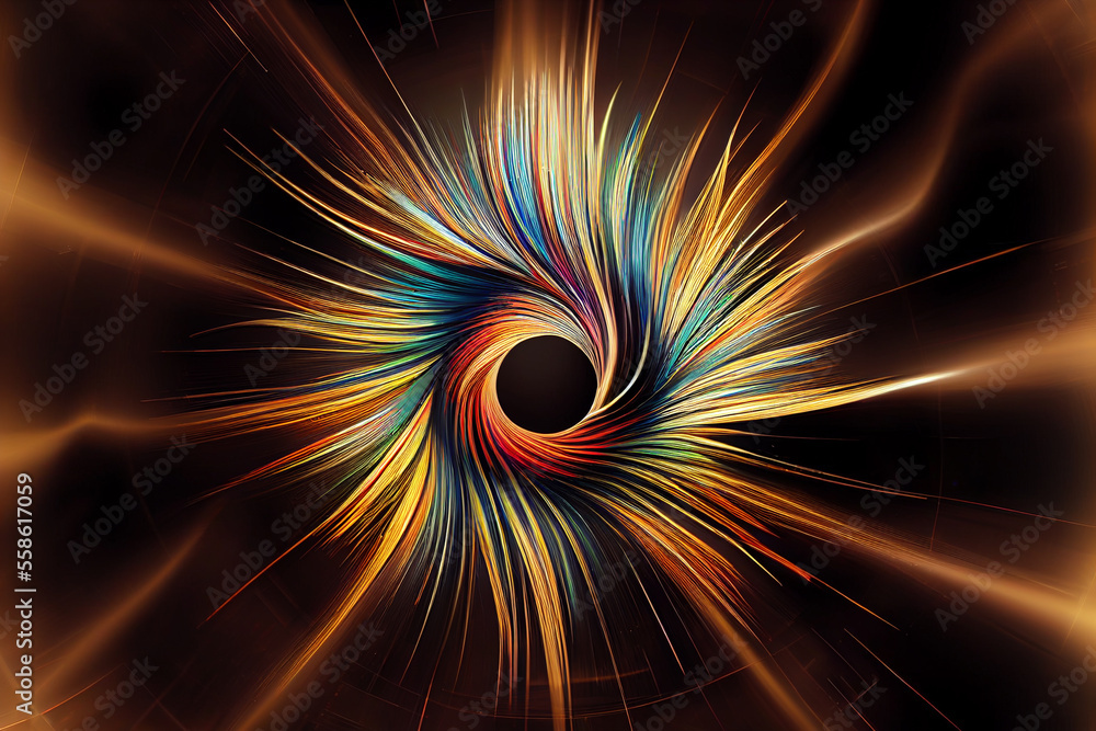 Poster  Abstract eye concept looking on a nebula dust in infinite space background. . Mixed media.	