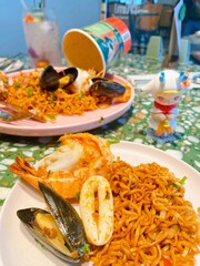 seafood in a restaurant