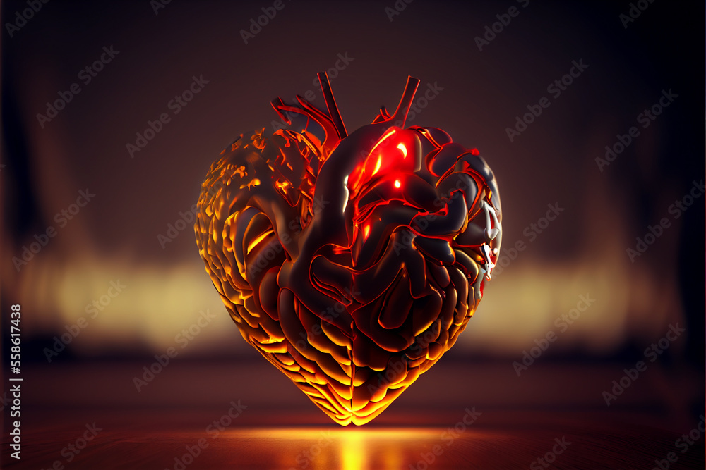Aufkleber beautiful heart and brain abstract optical light bokeh on a glow background.