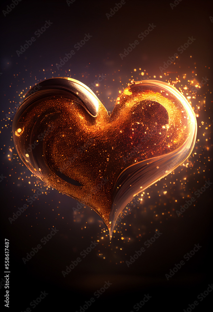 Aufkleber beautiful heart abstract optical light bokeh on a glow background.