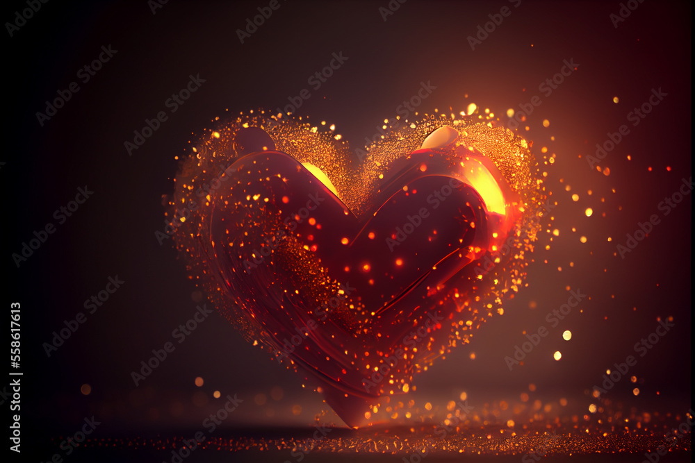 Aufkleber Beautiful heart abstract optical light bokeh on a glow background.	