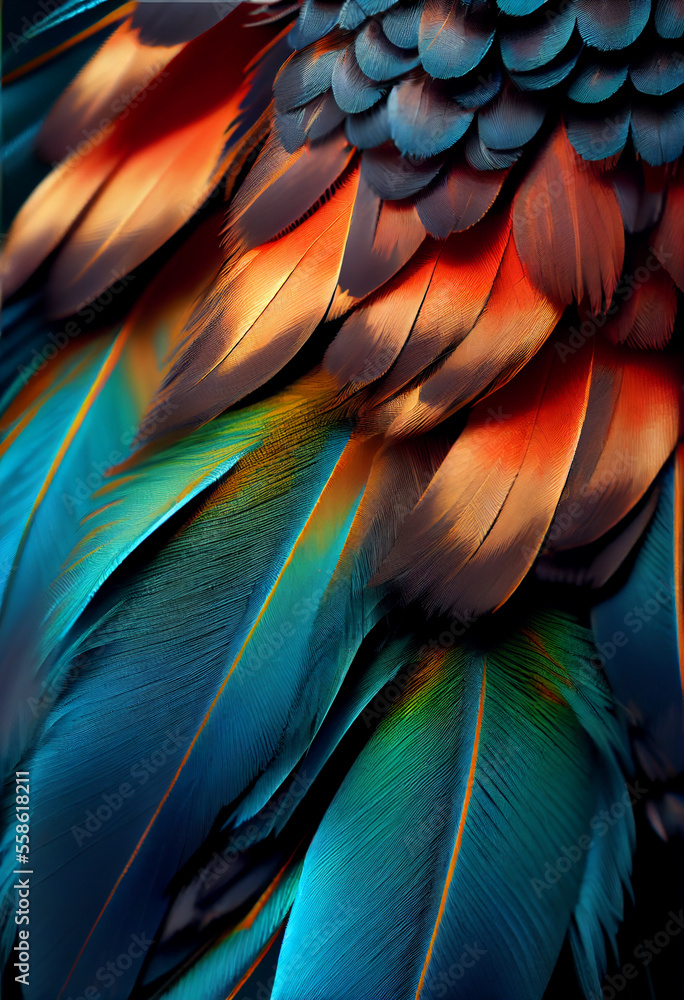 Aufkleber bird feather neon colored light. beautiful background pattern texture for design.