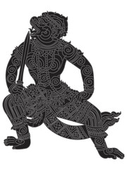 Hanuman line tattoo pictures on a white background