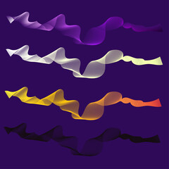 Digital abstract businnes lines with 4 different gradients. Vector wave dynamic music lines. 