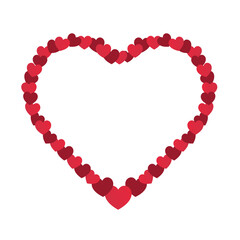 Heart with copy space made of little red hearts, isolated February valentines, suitable for social media, overlay design element
