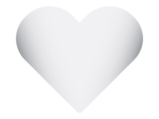 Simple heart shape with side shadows on transparent background