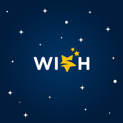 Naklejka premium wish wordmark with stars background