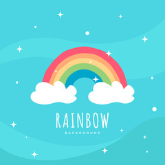 cute rainbow background with stars 