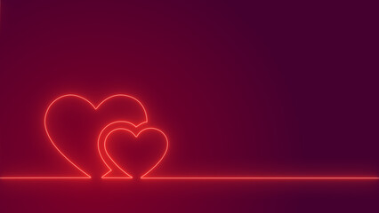Neon light glow effect with love shapes