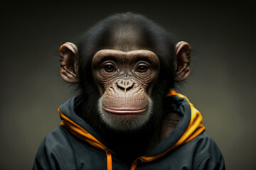 Portrait of a fitness athlete chimpanzee wearing sportswear, generative ai - obrazy, fototapety, plakaty