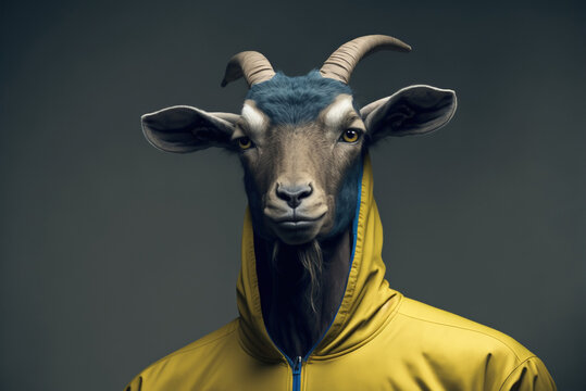 Portrait of a fitness athlete goat wearing sportswear, generative ai