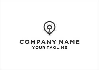Local job logo design template. Find person logo concept with combined of tie and pin symbol