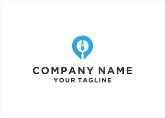 Local job logo design template. Find person logo concept with combined of tie and pin symbol