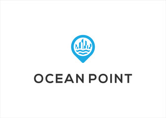 ocean point map location logo design template