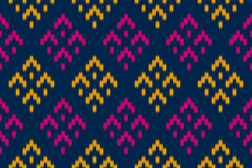 Geometric ethnic ikat seamless pattern traditional. Fabric American, mexican style. Design for background, wallpaper, illustration, fabric, clothing, carpet, textile, batik, embroidery.