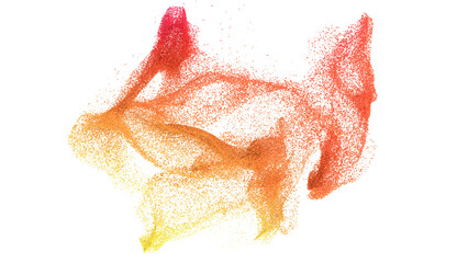 3D rendering of burst of colorful sand or pebble particles on transparent background
