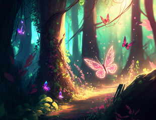 Explore the Enchanted Fairy Forest of Magical Butterflies and Mythical Creatures