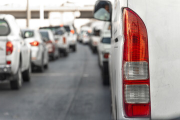 Fototapeta premium long traffic jam on the road