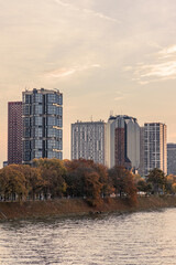 District of Beaugrenelle and Ile aux Cygnes in Paris, France in Autumn