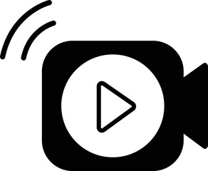 Video camera shape with a play button icon. TV logo template. Video streaming symbol vector illustration