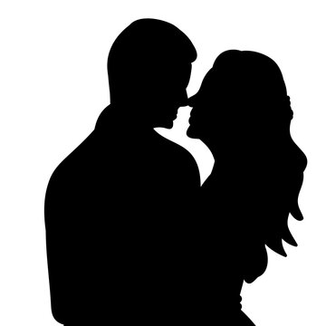portrait man and woman silhouette design
