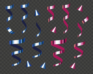 Free vector realistic blue and pink color confetti various shape