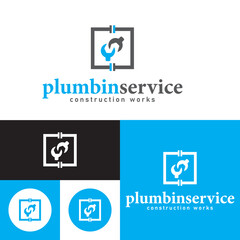 Plumbing service logo. Waterline repair logo.vector illustration. black and white. abstract sign. waterline maintenance logo.