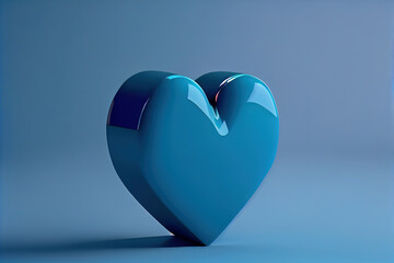 Blue heart, 3d minimalism, Generative AI