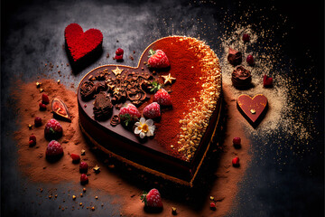 heart shaped chocolate cake