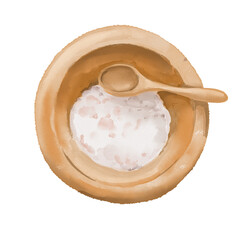 Watercolor illustration of plate of salt