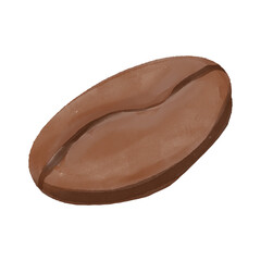 Watercolor illustration of coffee bean, grain
