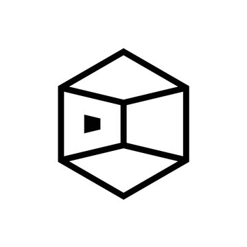 interior wall building architecture in the hexagon shape logo design
