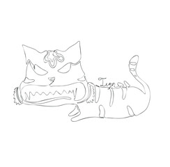 Abstract oneline continuous  drawing tiger.