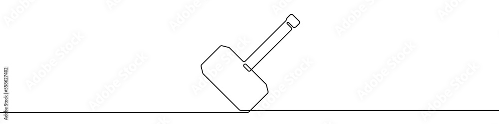 Poster continuous line drawing of thor hammer icon. thor hammer linear icon. one line drawing background. v