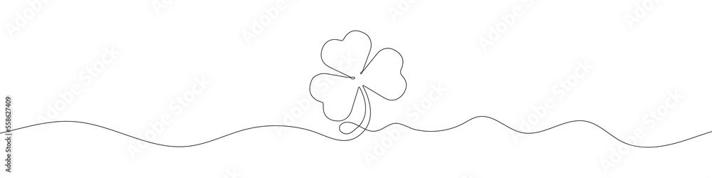 Poster continuous linear drawing of clover leaves. one line drawing background. vector illustration. linear