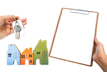 Buy new house with inspection check list, miniature hosue with girl hand holding key chain with...