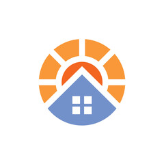 Solar house alternative energy panel colorful logo design