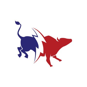 Thunder bull lightning electric american texas rodeo logo design