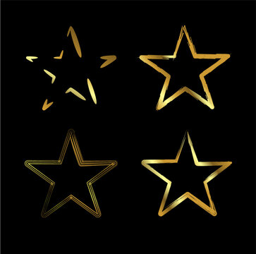 A set of gold stars. Grunge gold stars.